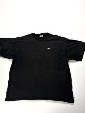 Vintage Nike Solid T Shirt Black Sz XL Embroidered Swoosh Logo Cotton 90s